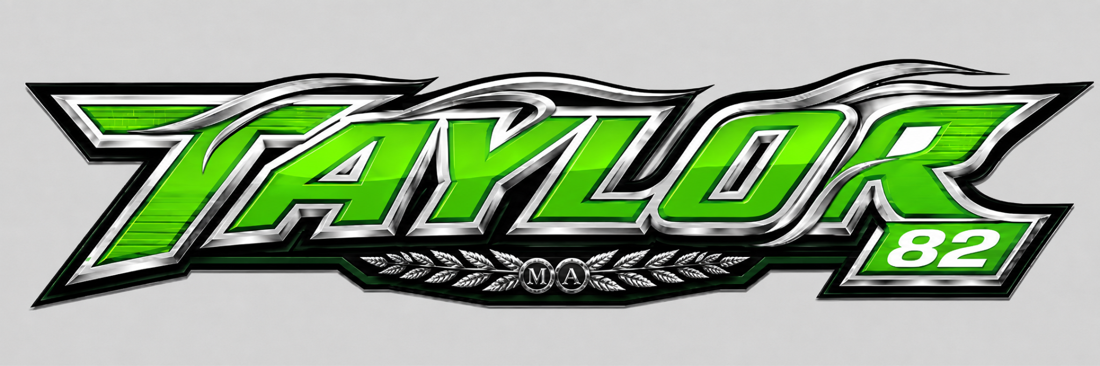 Mark Taylor #82 motorcycle racer logo in Kawasaki green